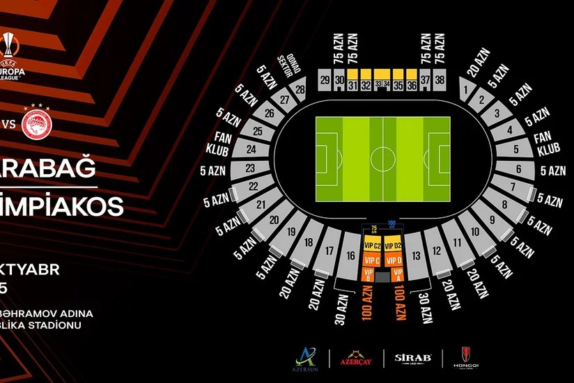 Qarabağ - Olimpiakos oyununun biletləri satışa çıxarılıb