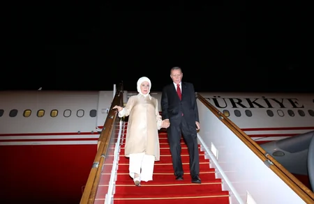 Turkish President Recep Tayyip Erdogan arrives in Azerbaijan for state visit