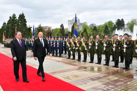 Official welcome ceremony held for President Ilham Aliyev in Dushanbe