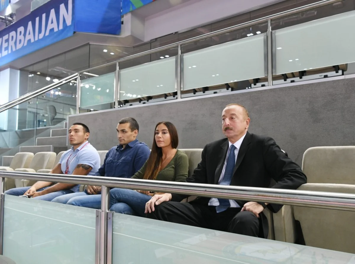 Prezident İlham Əliyev  cüdo üzrə dünya çempionatında yarımfinal qarşılaşmasına baxıb