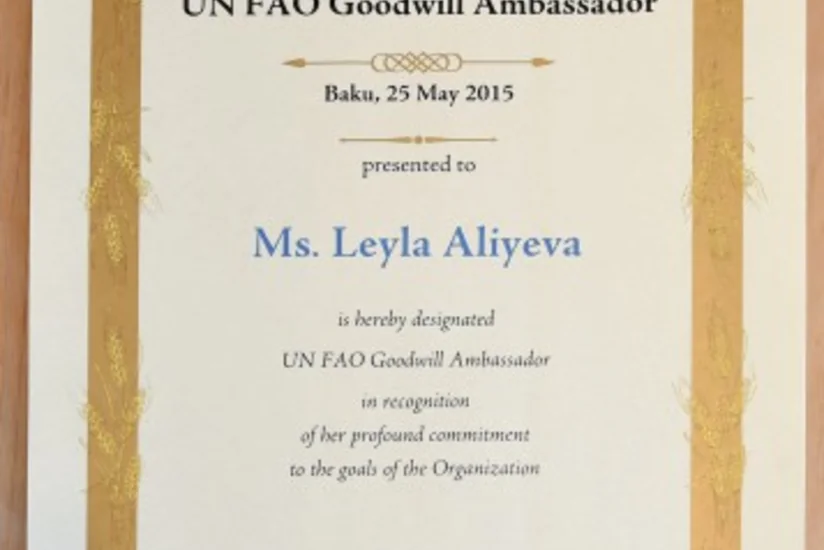 Leyla Əliyeva FAO-nun xoşməramlı səfiri adına layiq görülüb