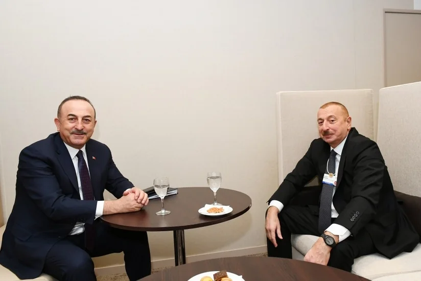 President Ilham Aliyev meets with Turkish Foreign Minister in Davos