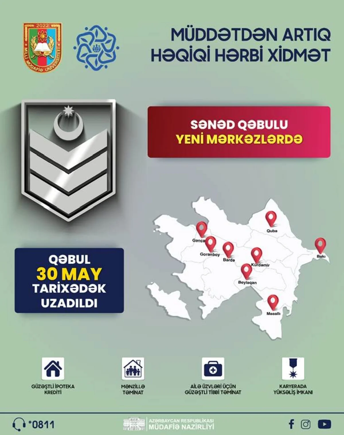 Müddətdən artıq həqiqi hərbi xidmətə qəbulun müddəti uzadılıb