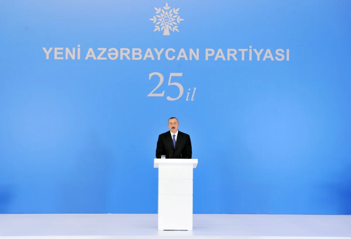 President Ilham Aliyev attends ceremony on 25th anniversary of founding of New Azerbaijan Party