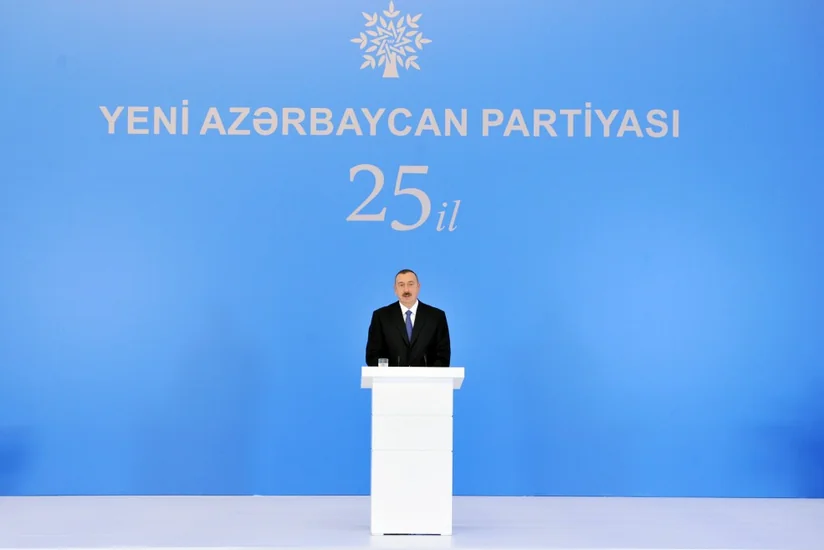 President Ilham Aliyev attends ceremony on 25th anniversary of founding of New Azerbaijan Party