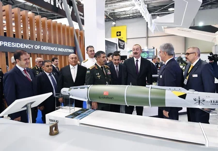 President Ilham Aliyev views 3rd Azerbaijan International Defense Exhibition ADEX 2018