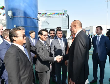 President Ilham Aliyev attends launch of Khankendi’ subsea construction vessel