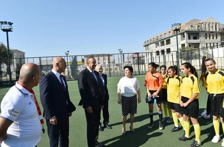 President Ilham Aliyev views the secondary school No 201 in Nizami district after major overhaul
