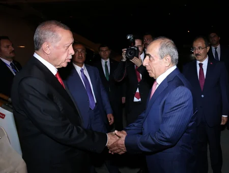 Turkish President Recep Tayyip Erdogan arrives in Azerbaijan for state visit