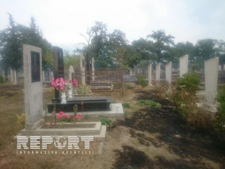 Qaxda kənd qəbiristanlığında yanğın baş verib - FOTO