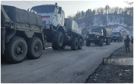 Сегодня по дороге Ханкенди-Лачын беспрепятственно проехали 54 автомобиля миротворцев