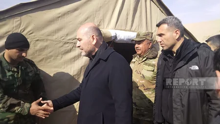 Turkish interior minister visits base point of Azerbaijani rescuers