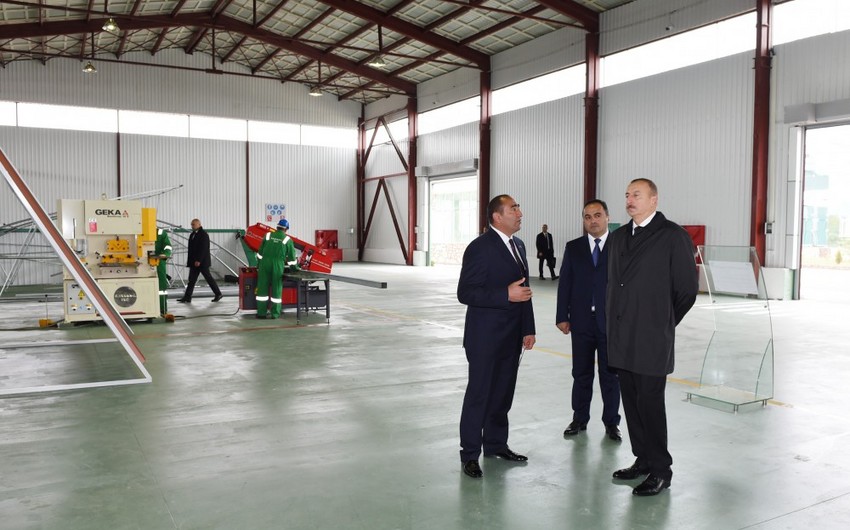 Prezident İlham Əliyev Ağstafada “Karvan-L EKO” sənaye parkında inşası başa çatdırılan müəssisələrin və istixana kompleksinin açılışında iştirak edib