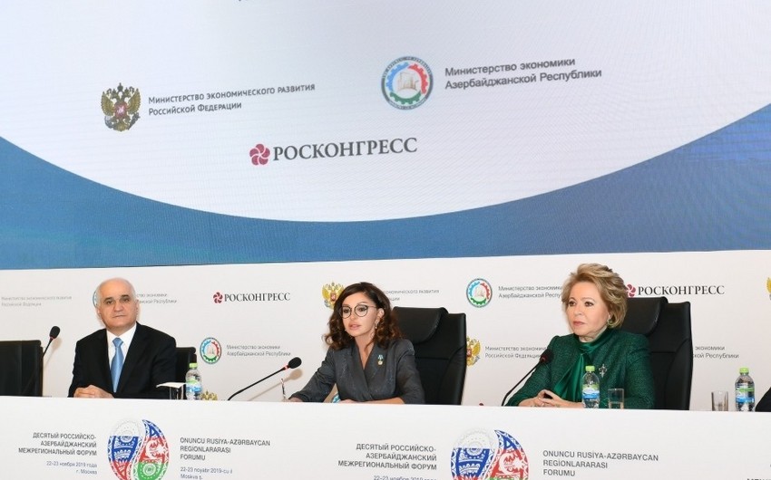 Mehriban Əliyeva Moskvada X Azərbaycan-Rusiya Regionlararası Forumunda iştirak edib - YENİLƏNİB
