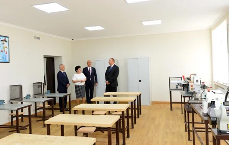 President Ilham Aliyev views the secondary school No 201 in Nizami district after major overhaul
