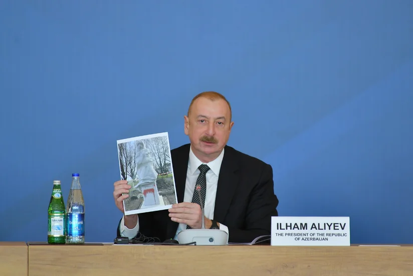 İlham Əliyev: Natəvanın heykəlinə qarşı vandalizmə səbəb Fransanın BMT və AŞ-də Azərbaycanı cəzalandırmaq cəhdlərinin uğursuz olması idi