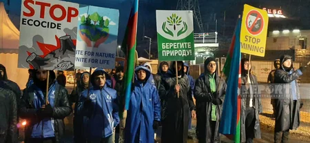 Несмотря на морозную погоду, экоакция на дороге Ханкенди-Лачын продолжается