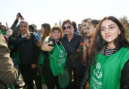 President Ilham Aliyev and first lady Mehriban Aliyeva attended tree-planting campaign in Khatai district, Baku