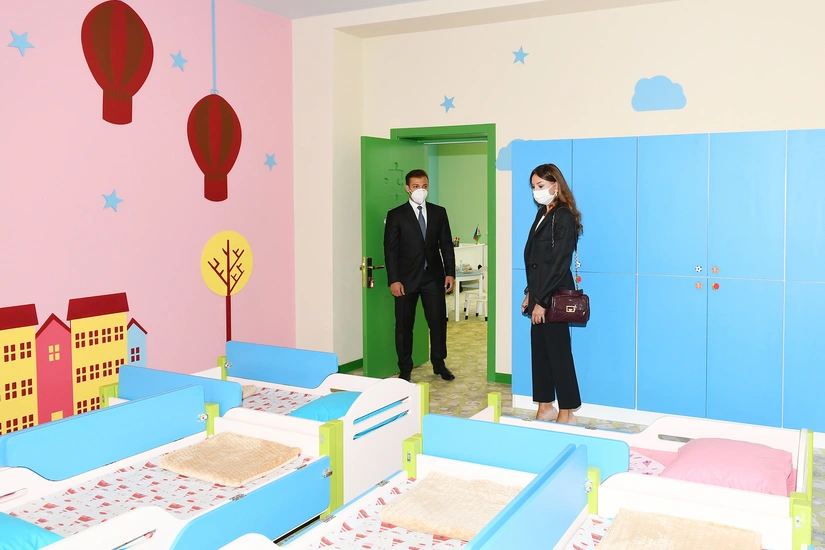 Mehriban Aliyeva attends new building of kindergarten