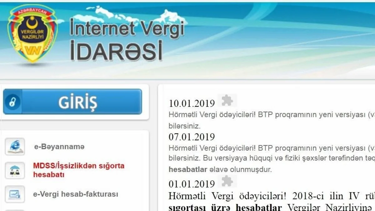 İnternet Vergi İdarəsinə giriş məlumatları təhlükədə ola bilər - DVX təcili tədbirlərin görülməsinə çağırır