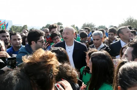 President Ilham Aliyev and first lady Mehriban Aliyeva attended tree-planting campaign in Khatai district, Baku