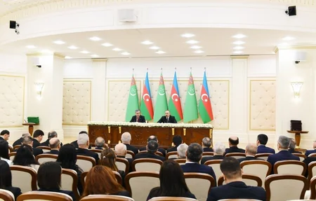 Azerbaijani, Turkmen presidents made press statements