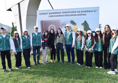 Leyla Əliyeva və Arzu Əliyeva Sumqayıtda ağacəkmə aksiyasında iştirak ediblər