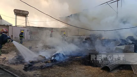 Salyanda 40 tonluq ot tayası yanıb