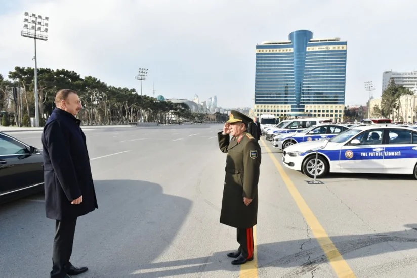 ​Prezident İlham Əliyev DİN-in qurumları üçün yeni alınan avtomobillərin istifadəyə verilməsi mərasimində iştirak edib