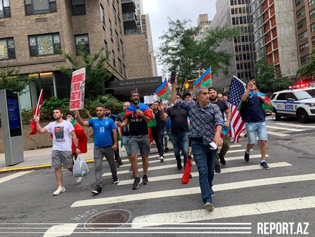 Ermənistanın BMT-dəki nümayəndəliyi qarşısında aksiya keçirilib