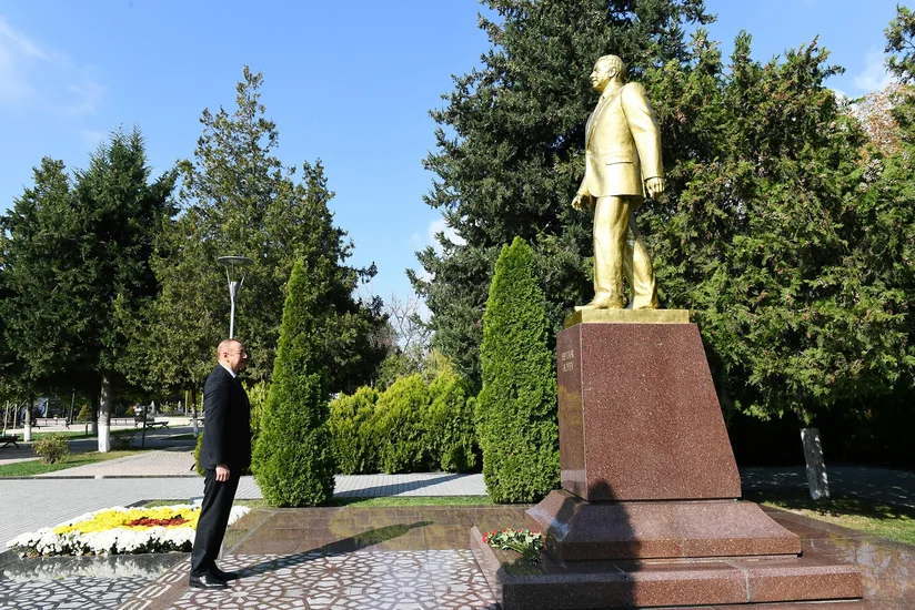 President Ilham Aliyev arrived in Gabala district for visit