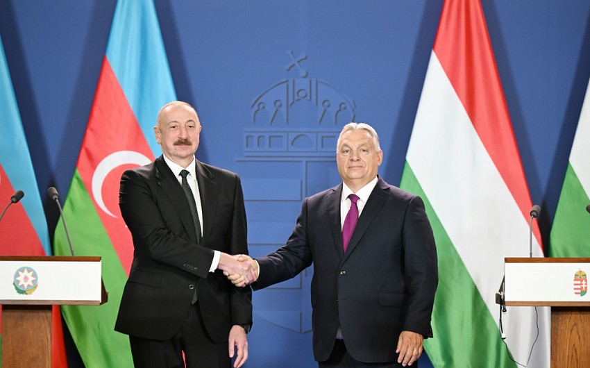 President of Azerbaijan Ilham Aliyev and Prime Minister of Hungary Viktor Orbán deliver press statements