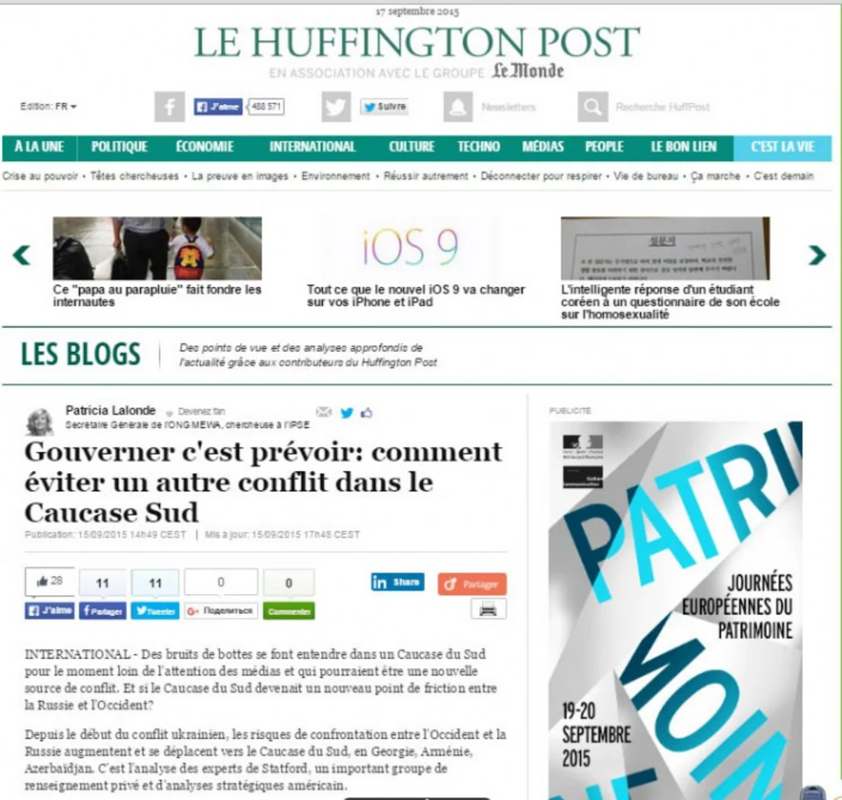 “Le Huffington Post” Dağlıq Qarabağ münaqişəsindən yazıb