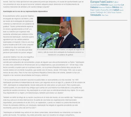 28 May  Respublika Günü Kuba mətbuatında işıqlandırılıb
