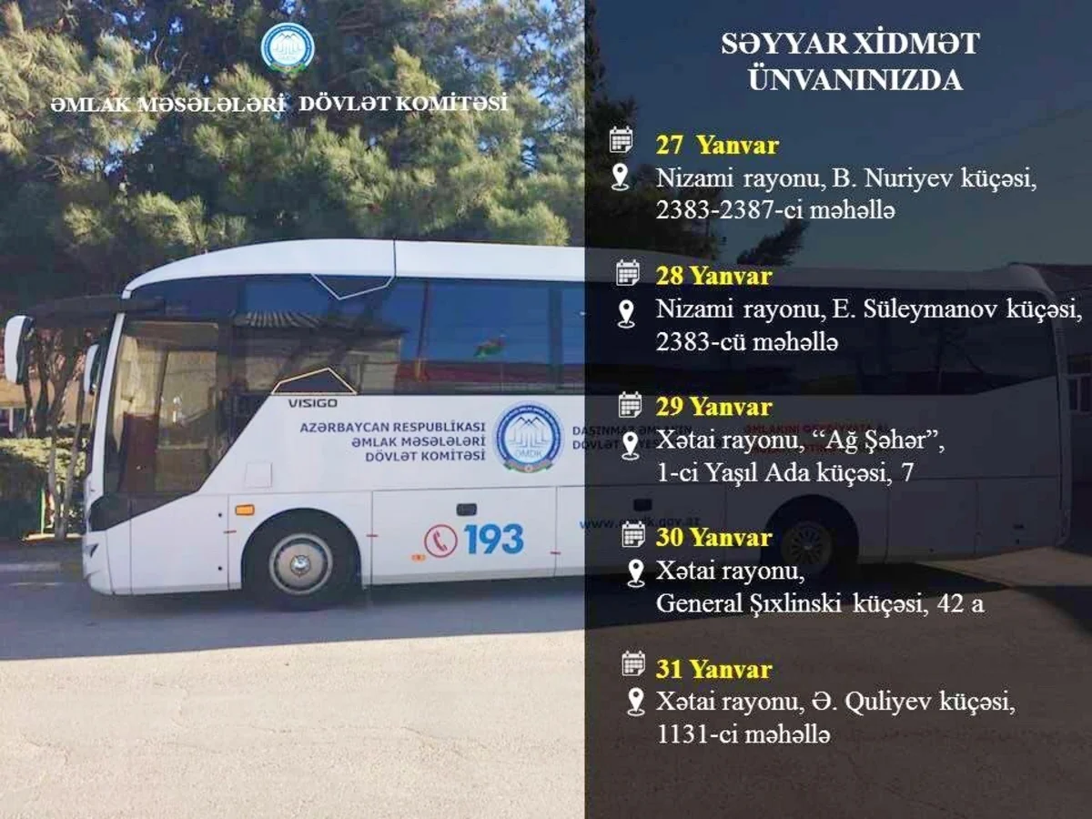 Bakının daha iki rayonunda mənzillərin səyyar qeydiyyatı kampaniyası keçiriləcək