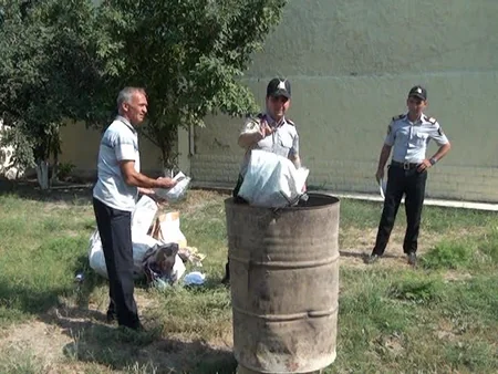Salyanda 7 kiloqramdan çox narkotik vasitə yandırılaraq məhv edilib