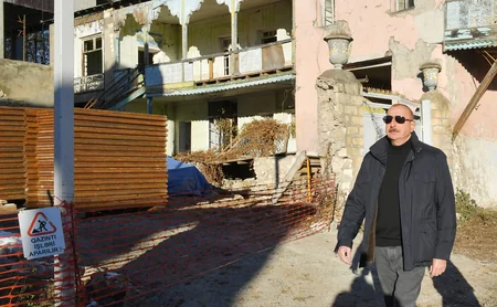 Ilham Aliyev inspects construction progress on Garabagh Street in Shusha city