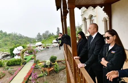 Şuşada Yaradıcılıq Mərkəzinin Heydər Əliyev Fondu tərəfindən aparılan bərpa işlərindən sonra açılışı olub