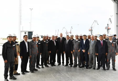 Prezident İlham Əliyev Bakı Beynəlxalq Dəniz Ticarət Limanı Kompleksinin açılışında iştirak edib - YENİLƏNİB