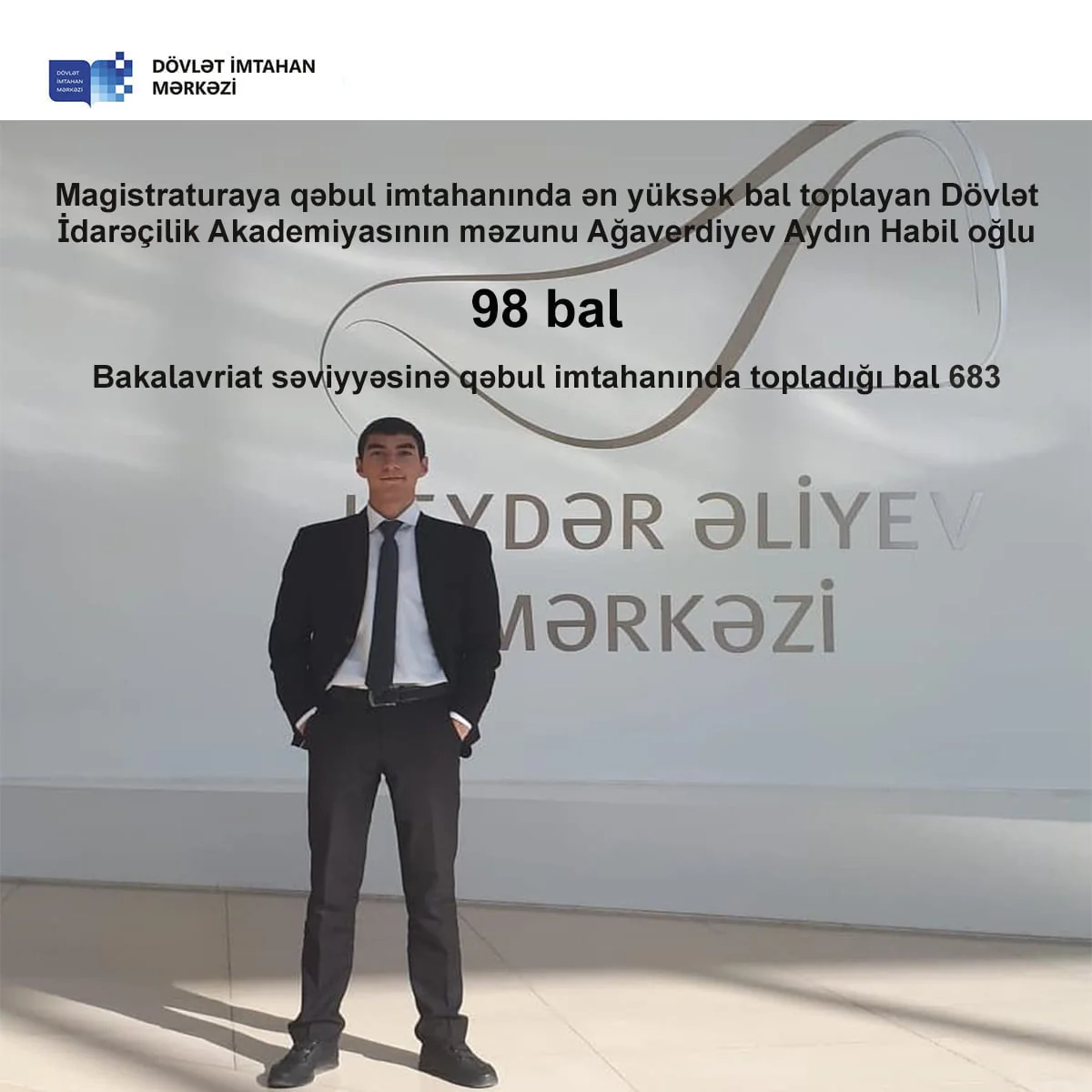DİM magistraturaya qəbulda ən yüksək bal toplayan şəxsin adını açıqlayıb