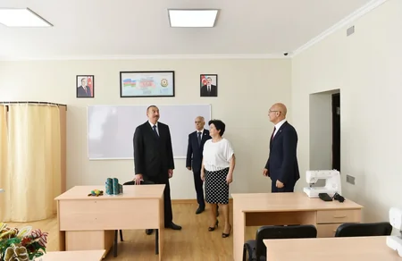 President Ilham Aliyev views the secondary school No 201 in Nizami district after major overhaul