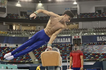 İdman gimnastikası üzrə Azərbaycan millisinin Dünya Kuboku öncəsi açıq məşqi keçirilib
