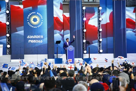 Gürcüstanın hakim partiyasının Tbilisidəki kütləvi mitinqi başa çatıb