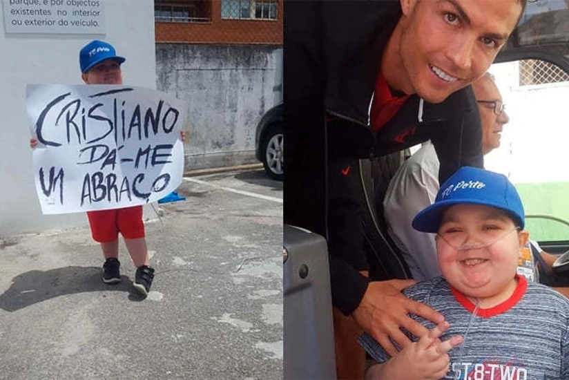 Роналду остановил автобус, чтобы обнять больного мальчика - ВИДЕО