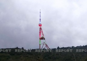 Телебашня в Тбилиси окрасилась в цвета флага Азербайджана