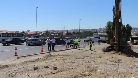 Sabunçuda yerüstü piyada keçidi inşa olunur - FOTO - VİDEO