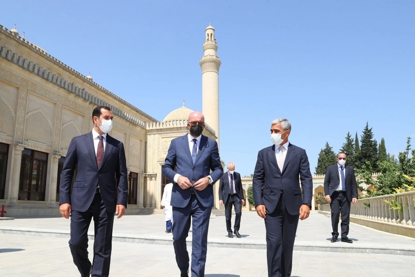 European Council President visits Juma Mosque in Azerbaijan's Shamakhi