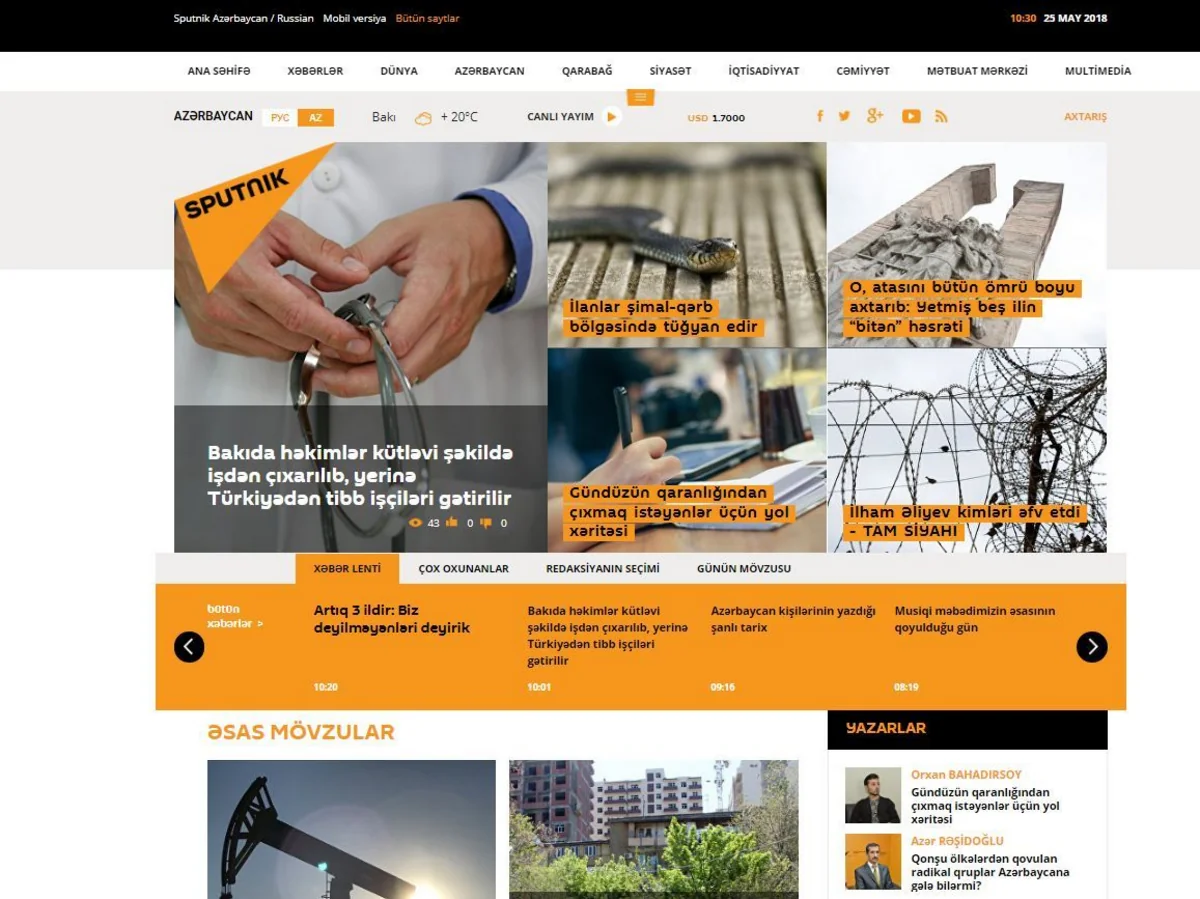 “Sputnik Azərbaycan”ın üç yaşı tamam olub