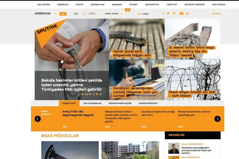 “Sputnik Azərbaycan”ın üç yaşı tamam olub