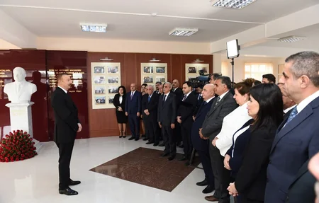 President Ilham Aliyev views new residential complex for IDPs in Tartar district